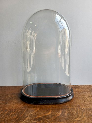 ANCIEN GLOBE DE MARIEE VIDE EN VERRE ET BOIS N°2