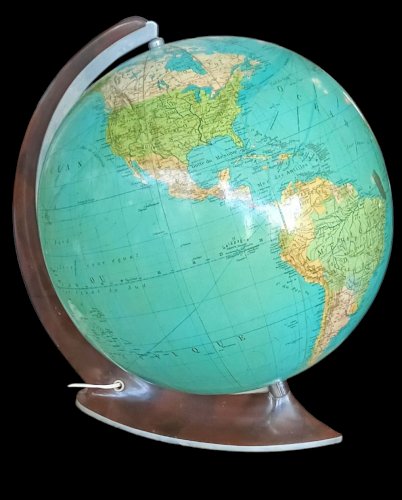 Ancien Globe Terrestre Verre  Lumineux Mappemonde Art Déco Colomb W. Jaden