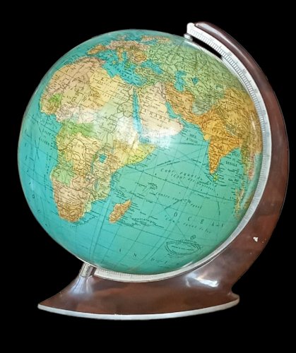 Ancien Globe Terrestre Verre  Lumineux Mappemonde Art Déco Colomb W. Jaden