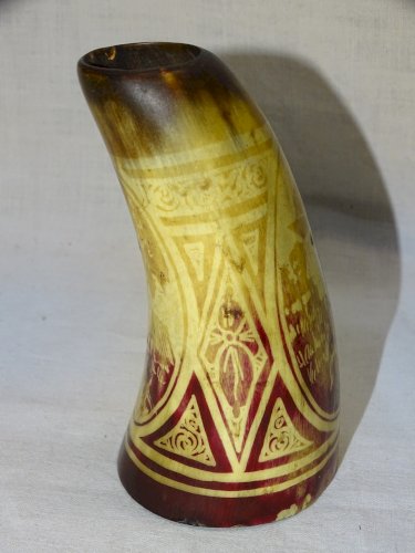 -ANCIEN GOBELET de BERGER CORNE DE VACHE DECO PEINT COLLECTION ART POPULAIRE   D