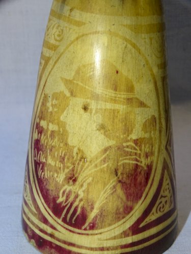 -ANCIEN GOBELET de BERGER CORNE DE VACHE DECO PEINT COLLECTION ART POPULAIRE   D