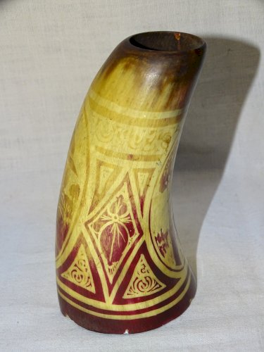 -ANCIEN GOBELET de BERGER CORNE DE VACHE DECO PEINT COLLECTION ART POPULAIRE   D