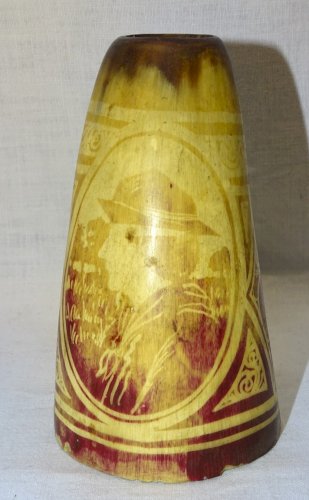 -ANCIEN GOBELET de BERGER CORNE DE VACHE DECO PEINT COLLECTION ART POPULAIRE   D
