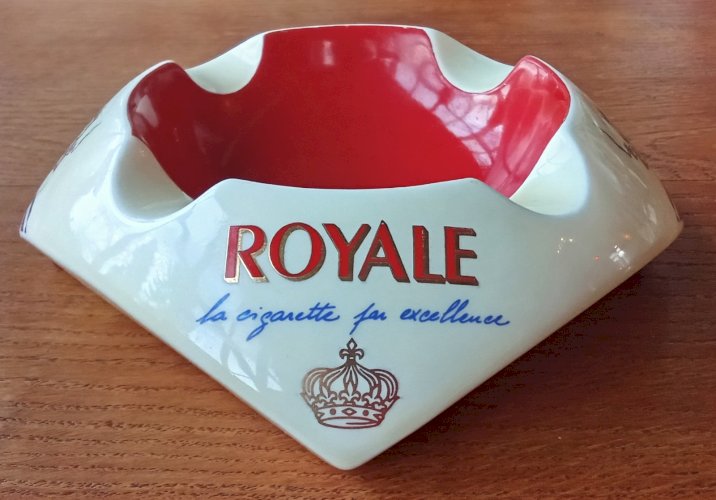 Ancien grand cendrier vide poche Cigarettes Royale Proceram Publicité vintage