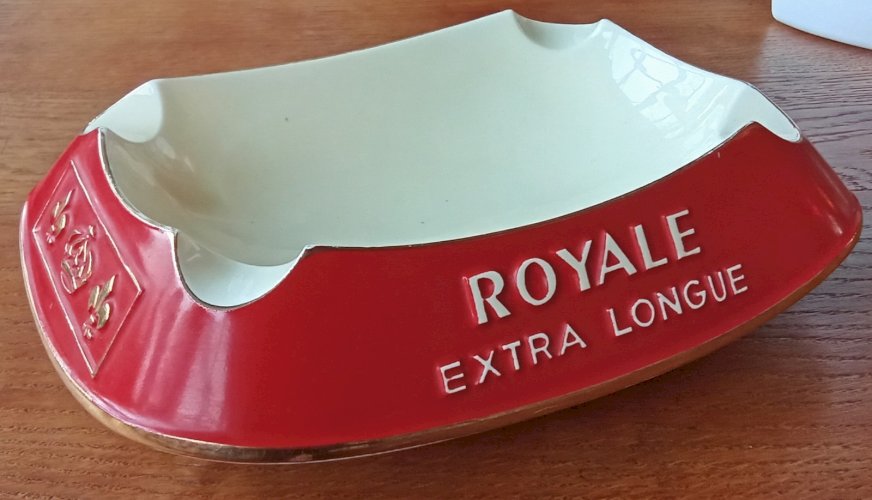 Ancien grand cendrier vide poche Cigarettes Royale Proceram Publicité vintage