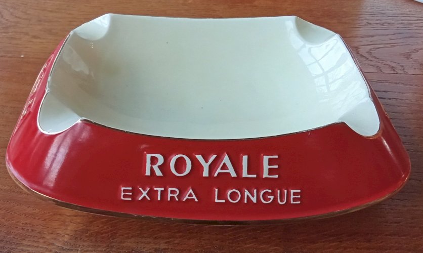 Ancien grand cendrier vide poche Cigarettes Royale Proceram Publicité vintage