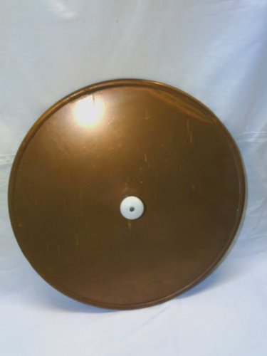 -ANCIEN GRAND COUVERCLE EN CUIVRE BOUTON PORCELAINE BLANCHE DECO CUISINE   D