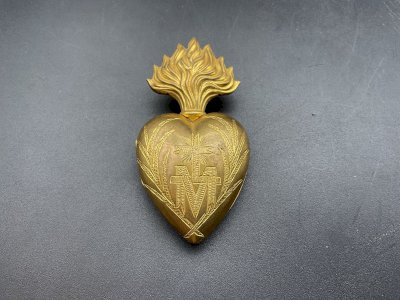 Ancien Grand Ex Voto Pendentif Coeur De Marie. Porte reliquaires