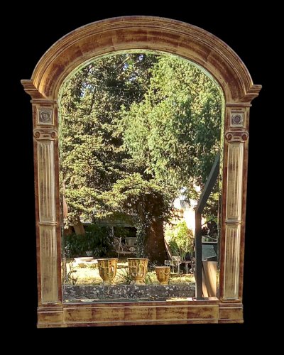 Ancien Grand  miroir vintage Résine  Doré Altuglas old Golden mirror