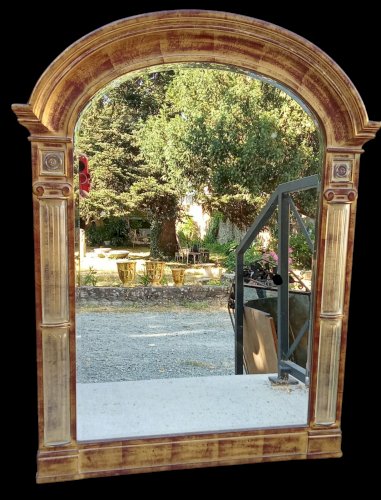 Ancien Grand  miroir vintage Résine  Doré Altuglas old Golden mirror