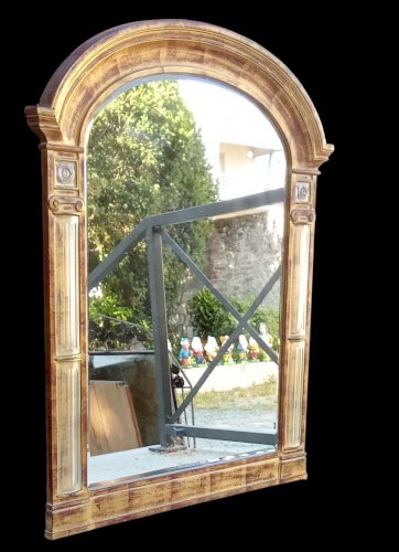 Ancien Grand  miroir vintage Résine  Doré Altuglas old Golden mirror