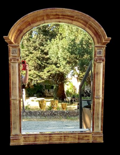 Ancien Grand  miroir vintage Résine  Doré Altuglas old Golden mirror
