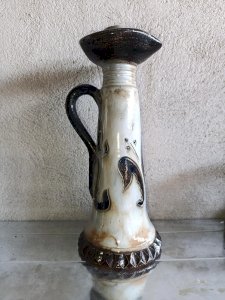 antique large ceramic lamp base signed Roger Guerin