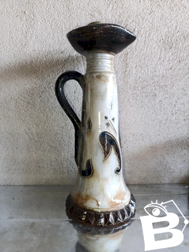 ancien grand pied de lampe  en ceramique signé roger guerin