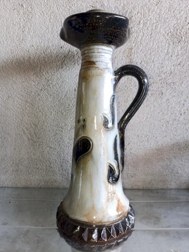 ancien grand pied de lampe  en ceramique signé roger guerin