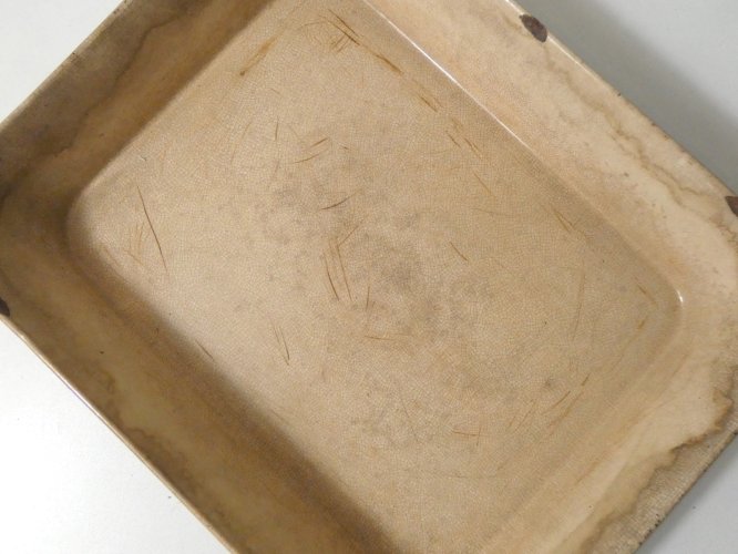 ancien grand plat à four en grès vernissé Emile Henry vintage