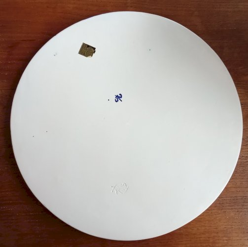 Ancien grand plat céramique Yvon Roy Décor oiseau du Paradis fleurs pivoine