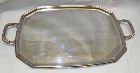 - ANCIENT LARGE SILVER PLATED SERVICE TRAY H R W Fink 100 TABLE DECOR D