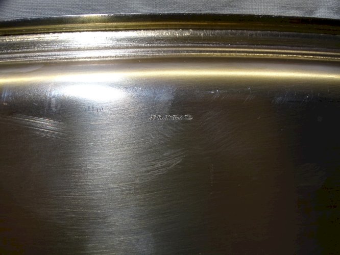 -ANCIEN GRAND PLATEAU de SERVICE METAL Argenté H R W Fink 100 DECO TABLE   D