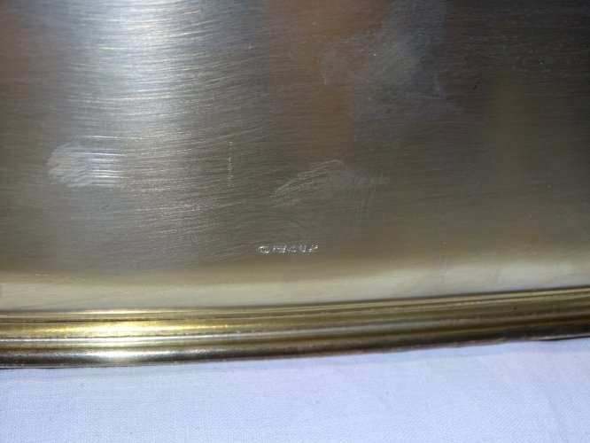 -ANCIEN GRAND PLATEAU de SERVICE METAL Argenté H R W Fink 100 DECO TABLE   D