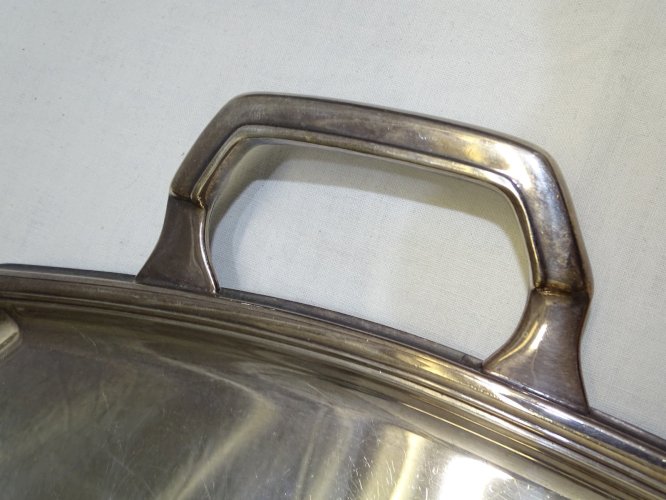 -ANCIEN GRAND PLATEAU de SERVICE METAL Argenté H R W Fink 100 DECO TABLE   D