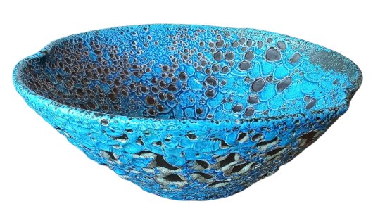 Ancien Grand Saladier Plat Vintage Céramique fat lava dite éruptive Écume De Mer