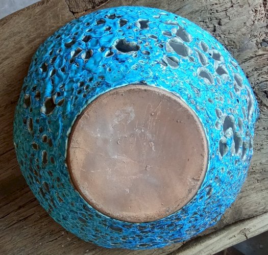 Ancien Grand Saladier Plat Vintage Céramique fat lava dite éruptive Écume De Mer