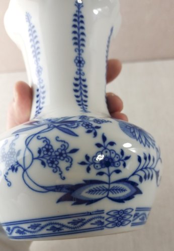 Ancien grand vase, décor Blue Onion / porcelaine Tchécoslovaquie / Czech