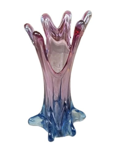 Ancien Grand Vase Design Verre Style Murano  1970 Verrerie Coloré Design