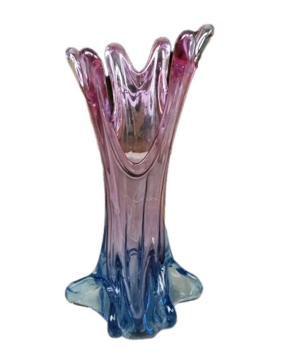 Ancien Grand Vase Design Verre Style Murano  1970 Verrerie Coloré Design