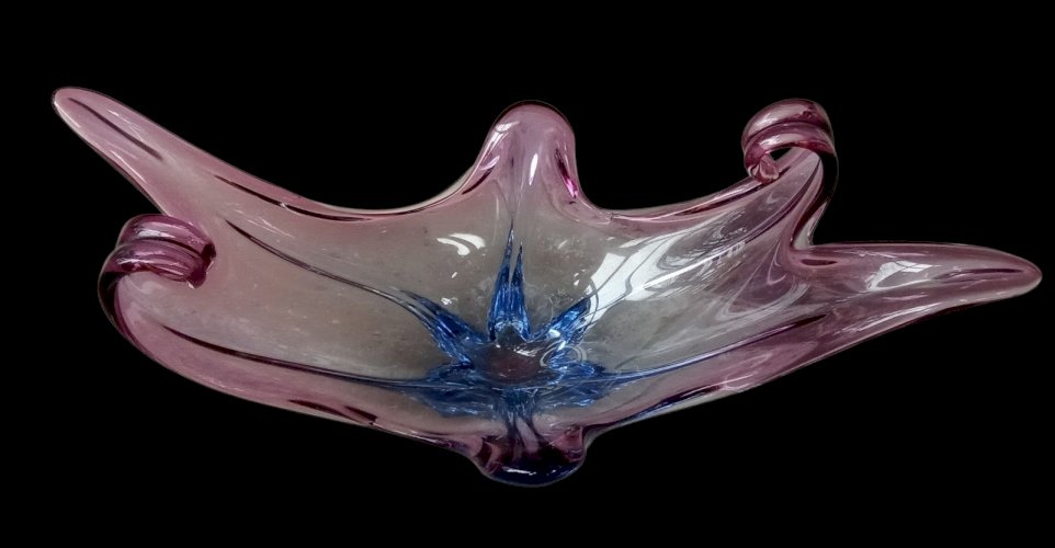 Ancien grande coupe centre de table verre Style Murano  1970 Verrerie  Design