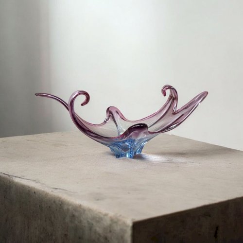 Ancien grande coupe centre de table verre Style Murano  1970 Verrerie  Design