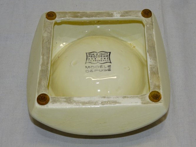 -ANCIEN GROS CENDRIER 2 BISTROT CERAMIQUE ROYALE LA CIGARETTE PROCERAM AUBAGNE D