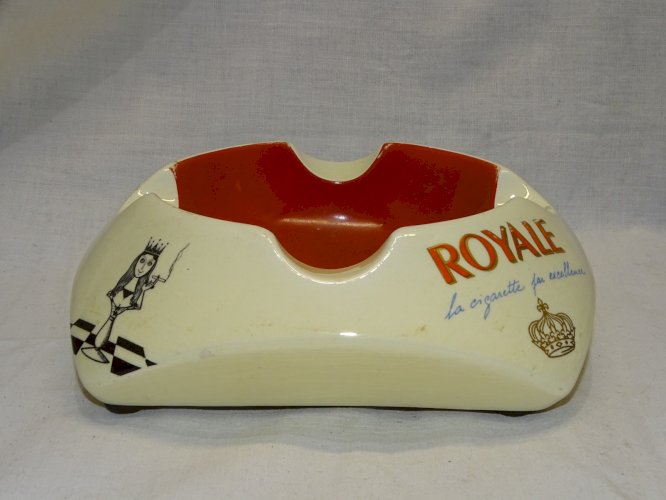 -ANCIEN GROS CENDRIER 2 BISTROT CERAMIQUE ROYALE LA CIGARETTE PROCERAM AUBAGNE D