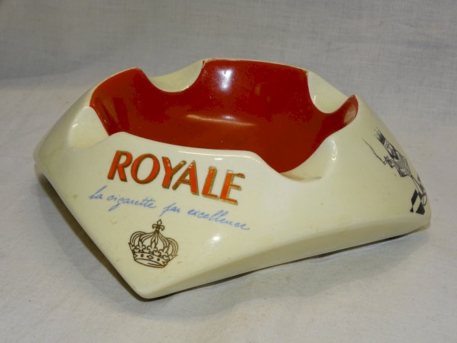 -ANCIEN GROS CENDRIER 2 BISTROT CERAMIQUE ROYALE LA CIGARETTE PROCERAM AUBAGNE D