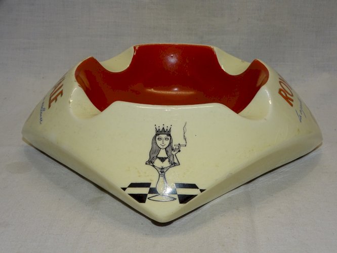 -ANCIEN GROS CENDRIER 2 BISTROT CERAMIQUE ROYALE LA CIGARETTE PROCERAM AUBAGNE D