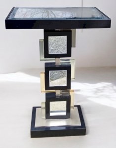 Ancien Guéridon Table D Appoint Sellette Design Altuglas Plexi Roche Bobois