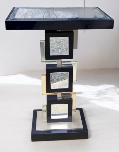 Ancien Guéridon Table D Appoint Sellette Design Altuglas Plexi Roche Bobois