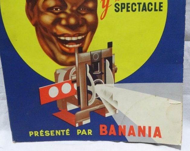ANCIEN JEU CINEBANA BANANIA Y A BON SPECTACLE PROJECTEUR LANTERNE MAGIQUE 4 VUES