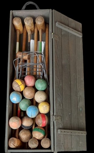 Ancien Jeu de Croquet Jeux Jouet de plein air Jardin Bois  Old Toy Wood Game