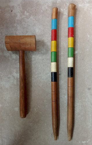 Ancien Jeu de Croquet Jeux Jouet de plein air Jardin Bois  Old Toy Wood Game