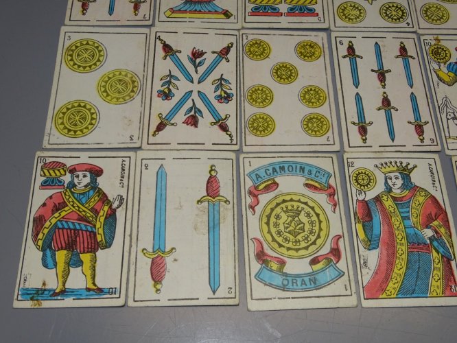 -ANCIEN JEU DE TAROT 40 CARTES A CAMOIN & Cie ORAN COLLECTION CARTES ANCIENNES D