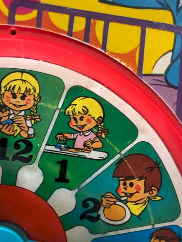 Ancien jeu  éducatif espagnol en plastique apprendre l'heure  années 1960/70
