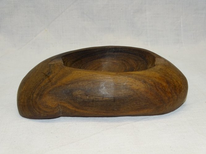 -ANCIEN JOLI CENDRIER VIDE POCHE EN BOIS EXOTIQUE COLLECTION DECO VITRINE   D