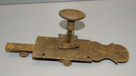 -ANCIEN LOQUET DE PORTE DE GRANGE CLENCHE A RESSORT TARGETTE POIGNEE  RAPPEL   D