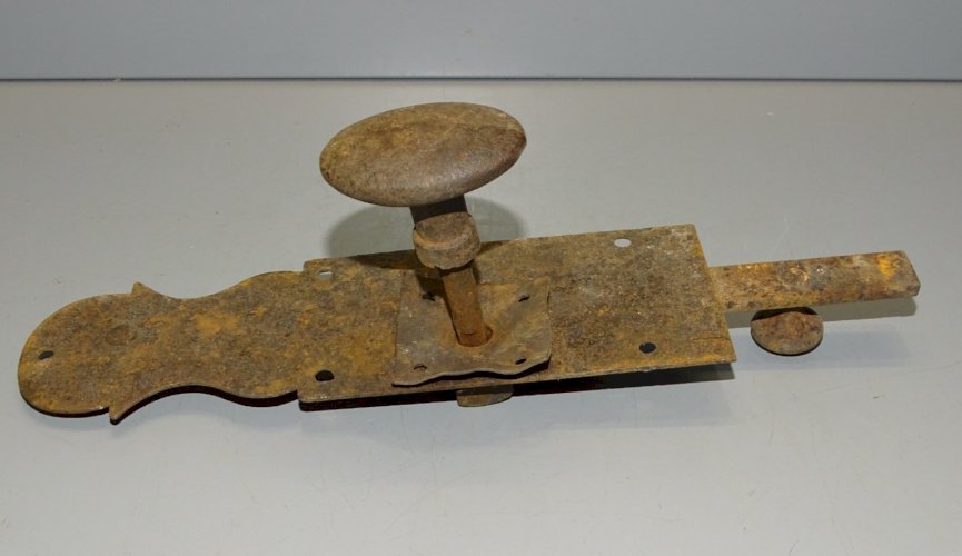 -ANCIEN LOQUET DE PORTE DE GRANGE CLENCHE A RESSORT TARGETTE POIGNEE  RAPPEL   D