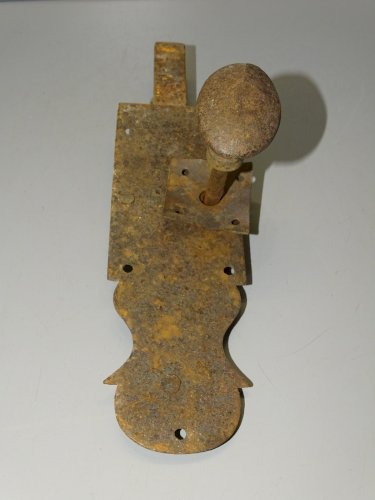 -ANCIEN LOQUET DE PORTE DE GRANGE CLENCHE A RESSORT TARGETTE POIGNEE  RAPPEL   D