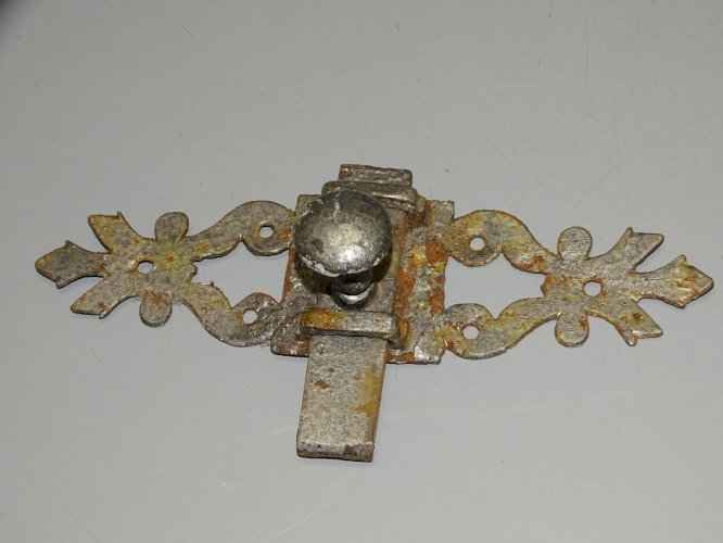 -ANCIEN LOQUET FER FORGE TARGETTE VERROU DE PORTE SERRURE COLLECTION   D