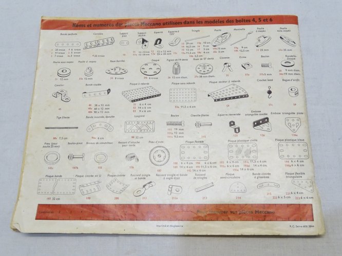 -ANCIEN MANUEL MECCANO POUR BOITES 4, 5 et 6 COLLECTION JOUETS ANCIENS    D