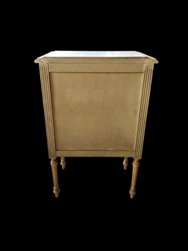 Ancien meuble d' appoint commode 3 tiroirs style Louis XVI dessus marbre 19 ème